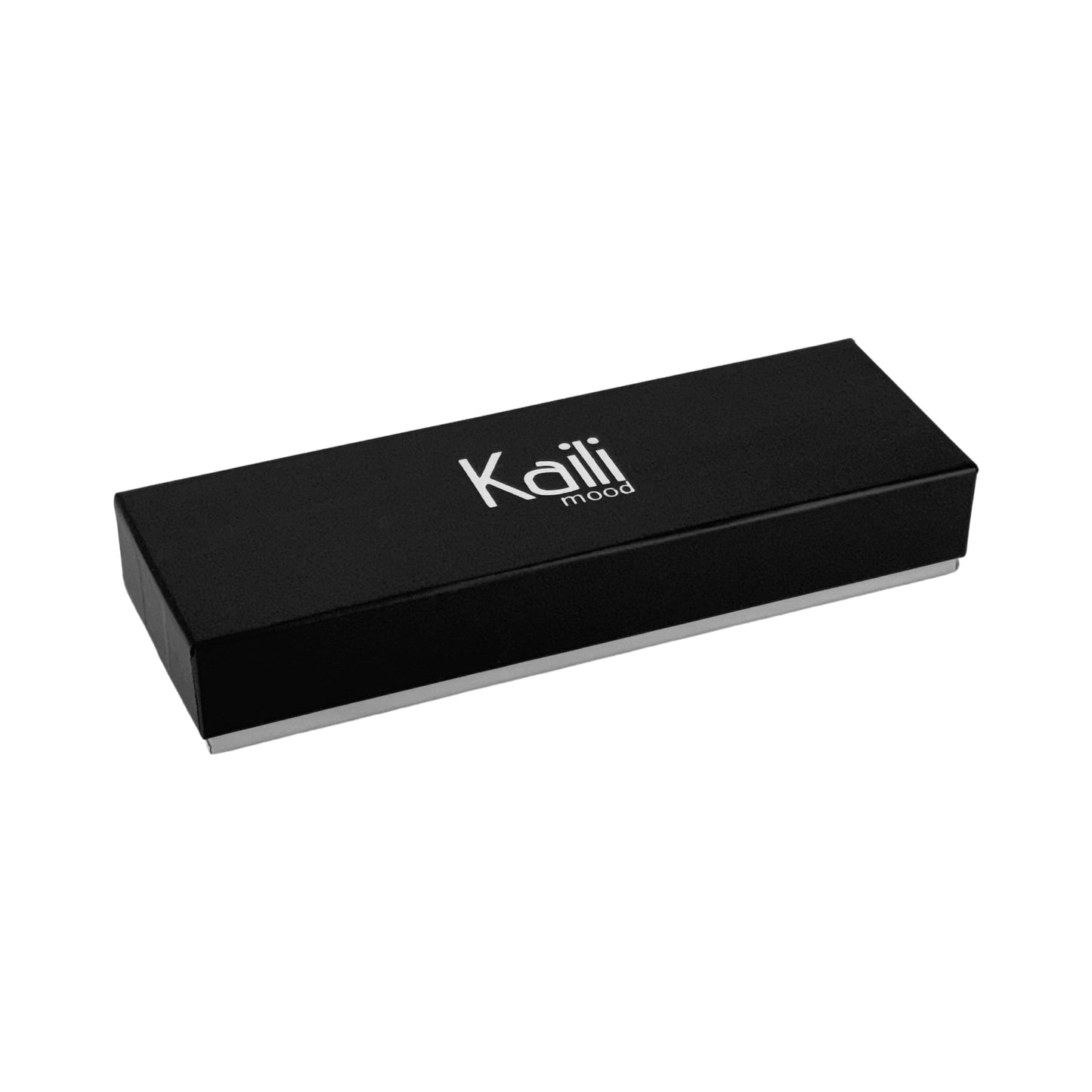 K0028DB | Custodia per Penne in Vera Pelle pieno fiore, grana dollaro - Colore Blu con bordi Gialli - Dimensioni: cm 4,5 x 16,5 x 1 - Confezione: Scatola regalo fondo/coperchio