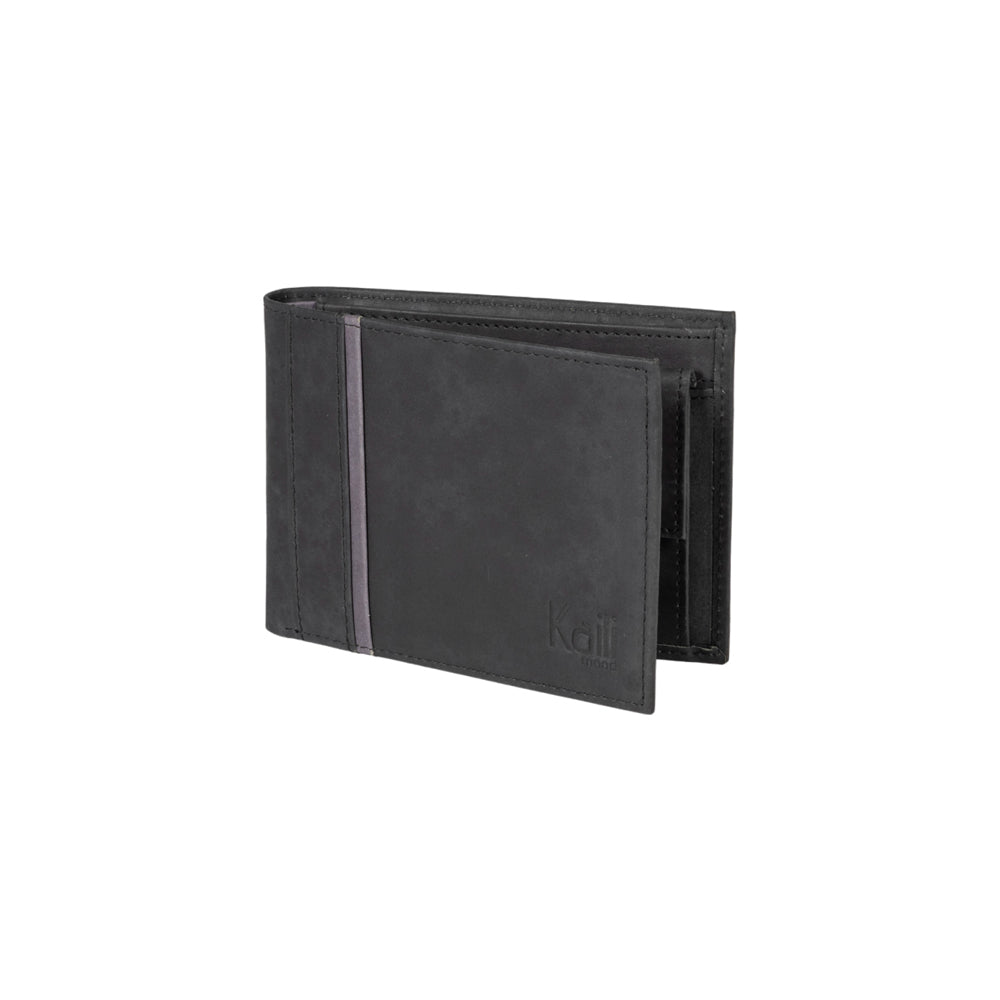 K12203AF | Portafogli Uomo in Vera Pelle pieno fiore, Naked. Colore Nero. Protezione RFID. Dimensioni da chiuso: cm 12,5 x 9,5 x 2. Confezione: Scatola regalo fondo/coperchio