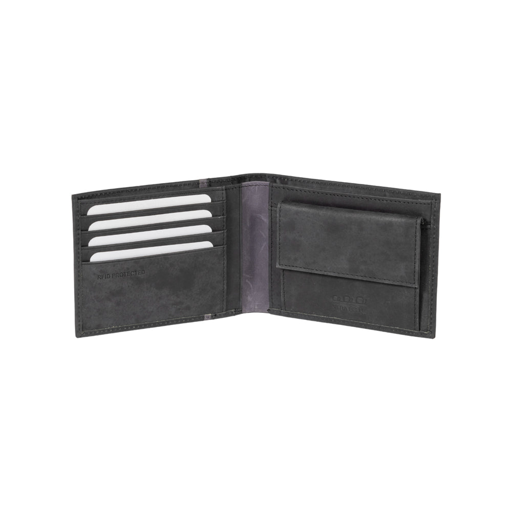 K12203AF | Portafogli Uomo in Vera Pelle pieno fiore, Naked. Colore Nero. Protezione RFID. Dimensioni da chiuso: cm 12,5 x 9,5 x 2. Confezione: Scatola regalo fondo/coperchio