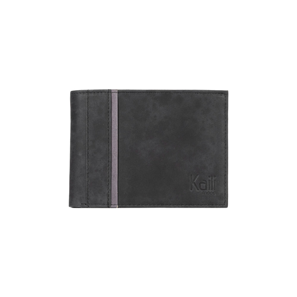 K12203AF | Portafogli Uomo in Vera Pelle pieno fiore, Naked. Colore Nero. Protezione RFID. Dimensioni da chiuso: cm 12,5 x 9,5 x 2. Confezione: Scatola regalo fondo/coperchio