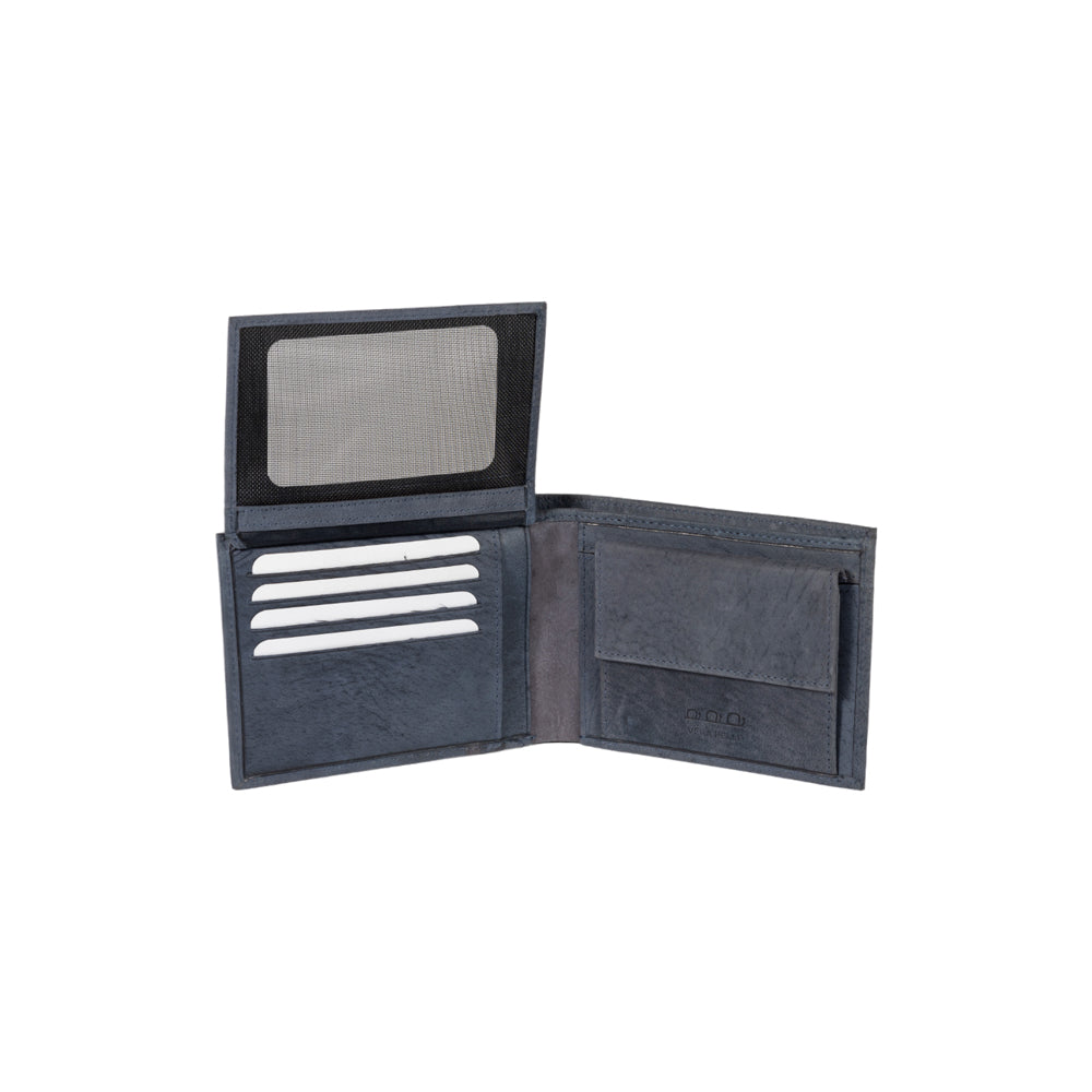 K12204DF | Portafogli Uomo in Vera Pelle pieno fiore, Naked. Colore Blu. Protezione RFID. Dimensioni da chiuso: cm 12,5 x 9,5 x 2. Confezione: Scatola regalo fondo/coperchio