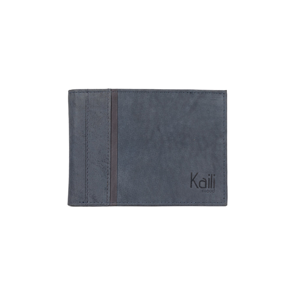 K12220DF | Portafogli Uomo in Vera Pelle pieno fiore, Naked. Colore Blu. Protezione RFID. Dimensioni da chiuso: cm 11,5 x 8,3 x 2. Confezione: Scatola regalo fondo/coperchio