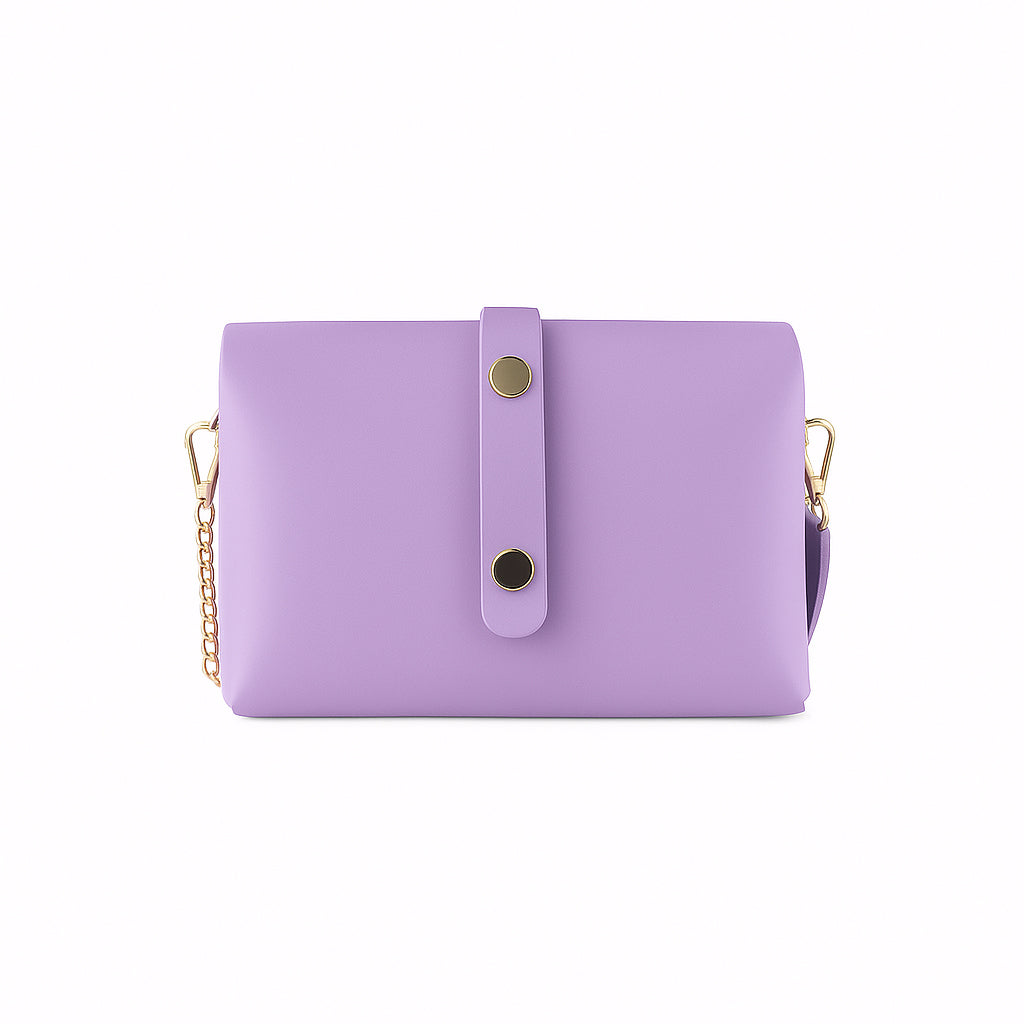 RB1001CI | Borsa Piccola in Vera Pelle Made in Italy con Tracollina removibile e passante di chiusura in metallo Oro Lucido - Colore Lilla - Dimensioni: cm 16,5 x 11 x 8