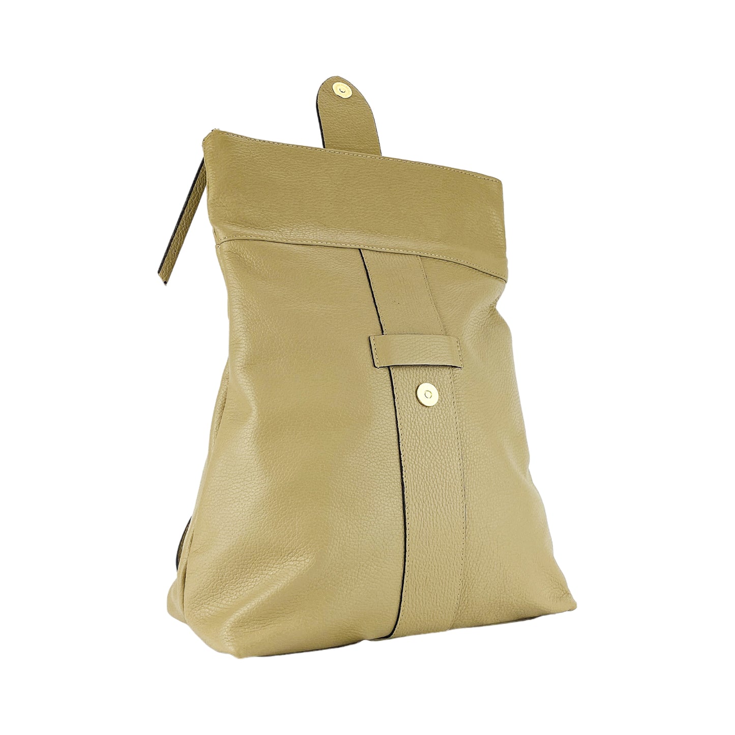 RB1021AL | Zaino Donna Morbido in Vera Pelle Made in Italy con Spallacci regolabili. Chiusura lampo e Accessori in metallo Oro Lucido - Colore Beige - Dimensioni: cm 30 x 34 x 10,5
