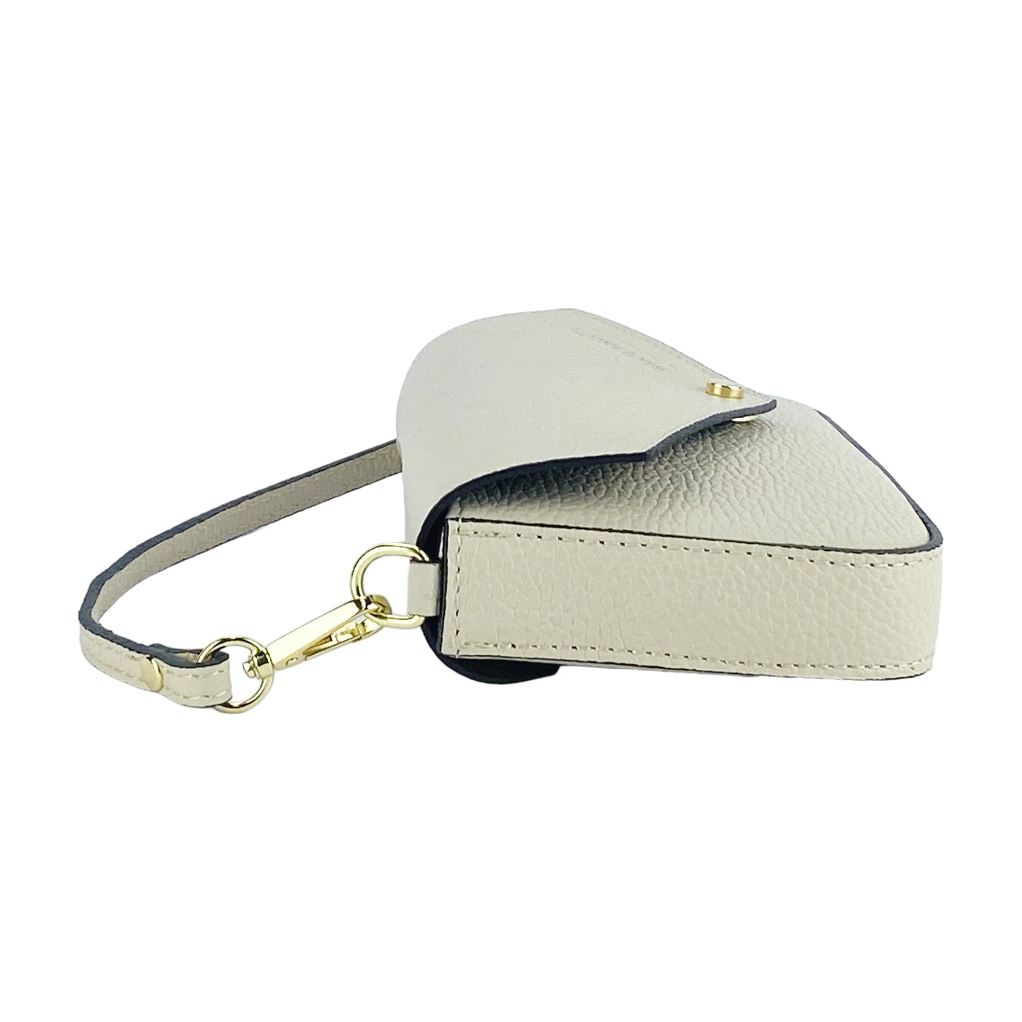 RB1023AB | Borsa piccola a Spalla con Tracolla a catena removibile in Vera Pelle Made in Italy. Pattina di Chiusura. Accessori in metallo Oro Lucido - Colore Avorio - Dimensioni: cm 22 x 12 x 3