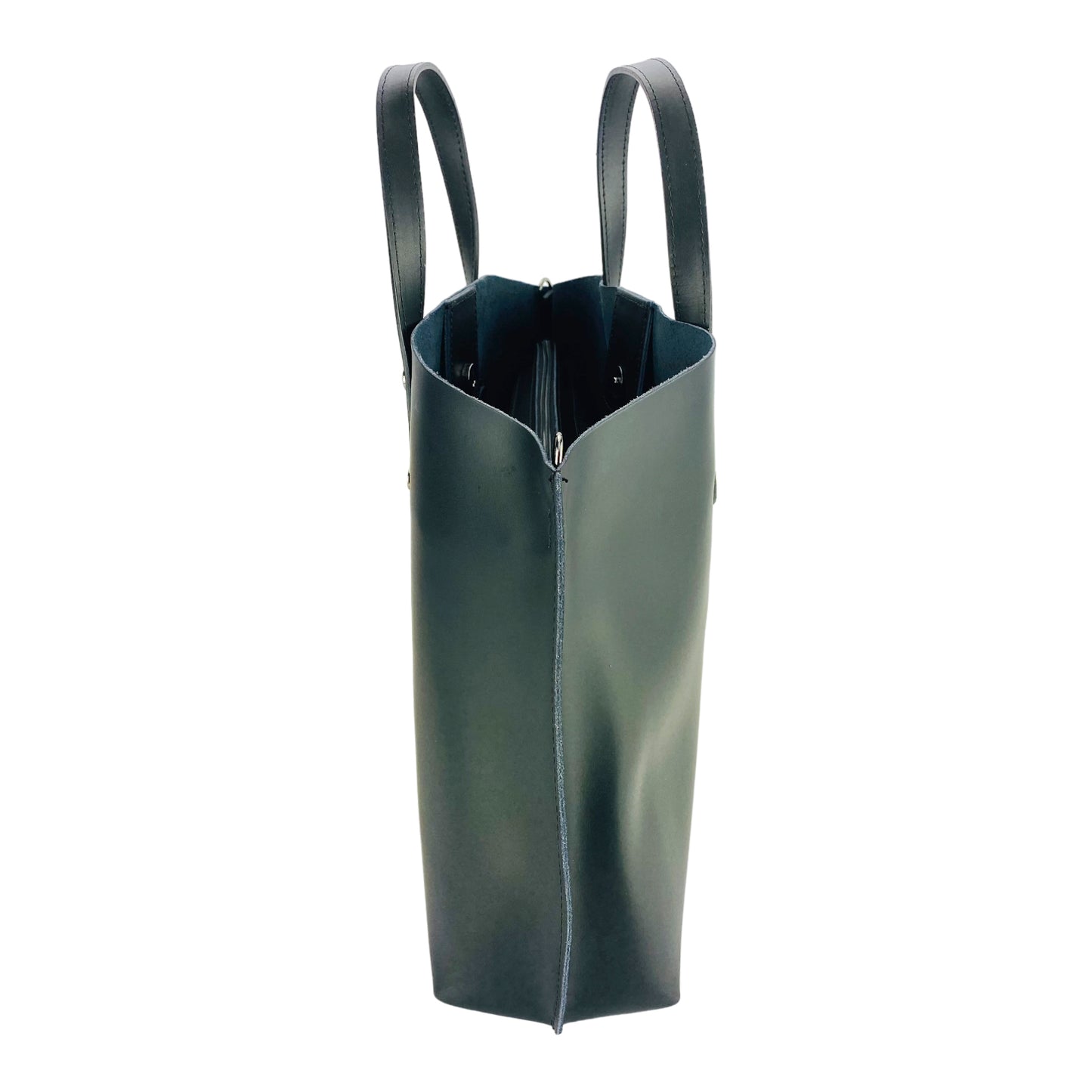 RB1024A | Borsa Donna a Mano in Vera Pelle Made in Italy con tracolla removibile. Sacca grande interna estraibile. Accessori Canna di Fucile Lucido - Colore Nero - Dimensioni: cm 48x31x11