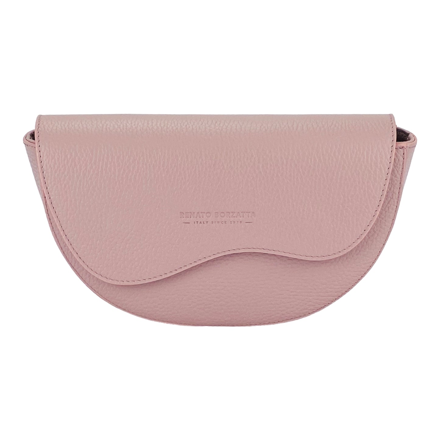 RB1027AZ | Borsa Donna a Bandoliera stondata in Vera Pelle Made in Italy. Tracolla removibile e regolabile in pelle. Accessori Nickel Lucido - Colore Rosa Antico - Dimensioni: cm 25 x 15 x 9