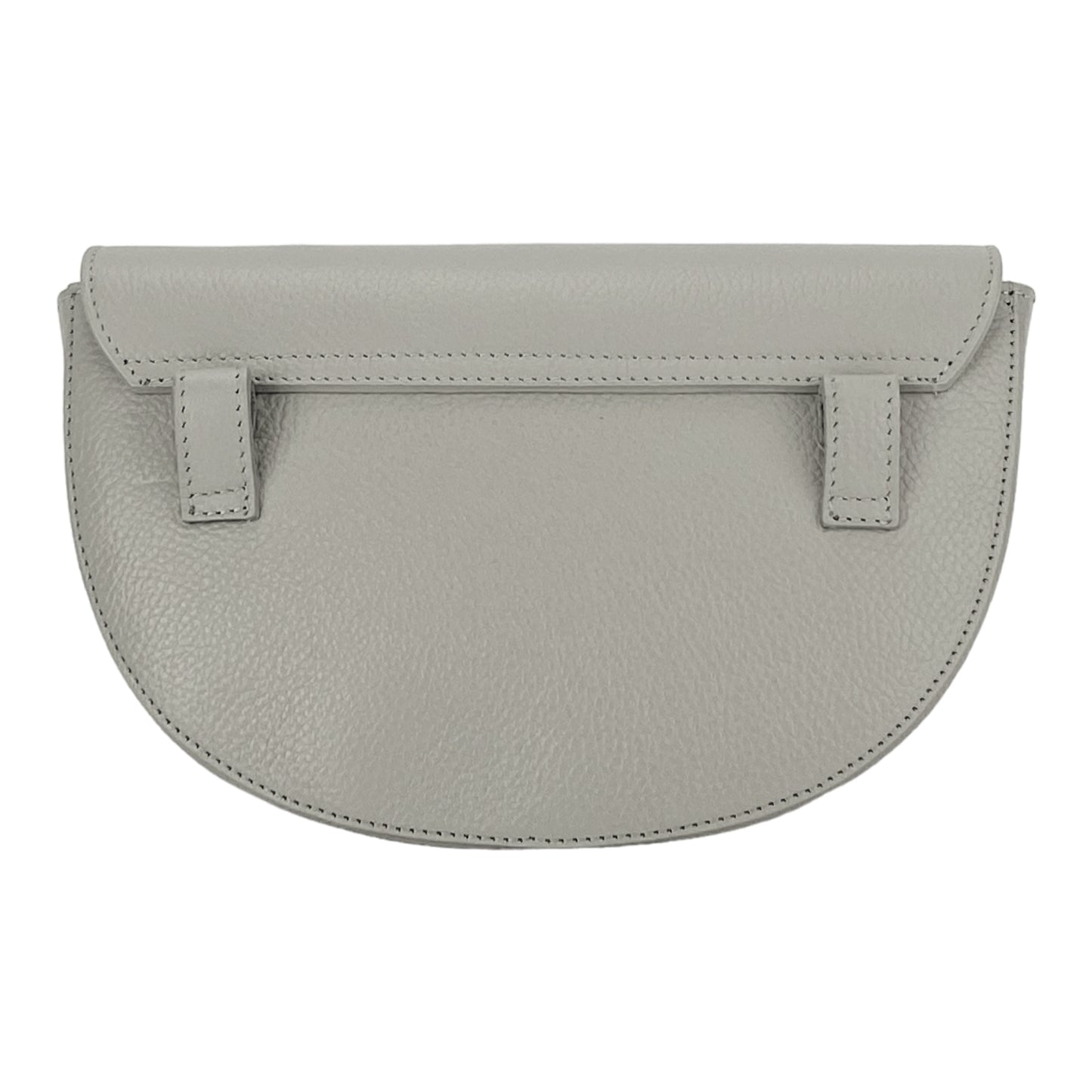 RB1027BO | Borsa Donna a Bandoliera stondata in Vera Pelle Made in Italy. Tracolla removibile e regolabile in pelle. Accessori Nickel Lucido - Colore Ghiaccio - Dimensioni: cm 25 x 15 x 9