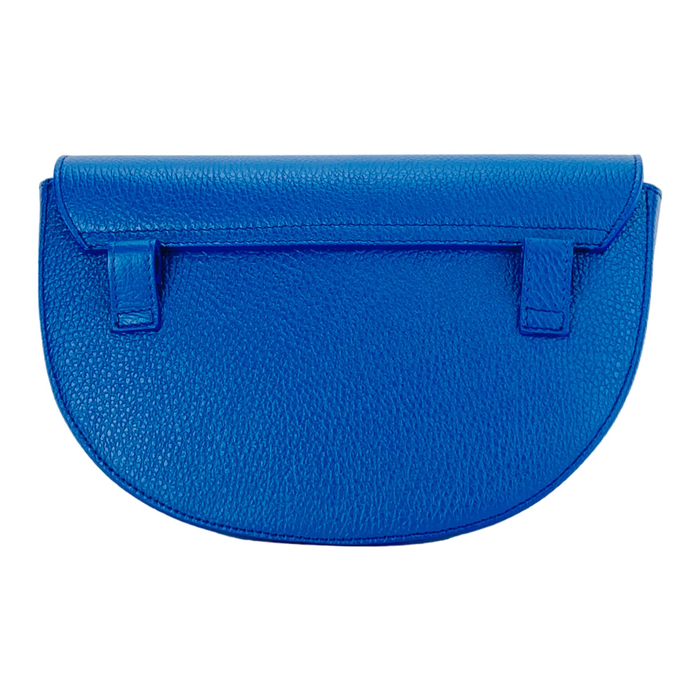 RB1027CH | Borsa Donna a Bandoliera stondata in Vera Pelle Made in Italy. Tracolla removibile e regolabile in pelle. Accessori Nickel Lucido - Colore Blu Royal - Dimensioni: cm 25 x 15 x 9