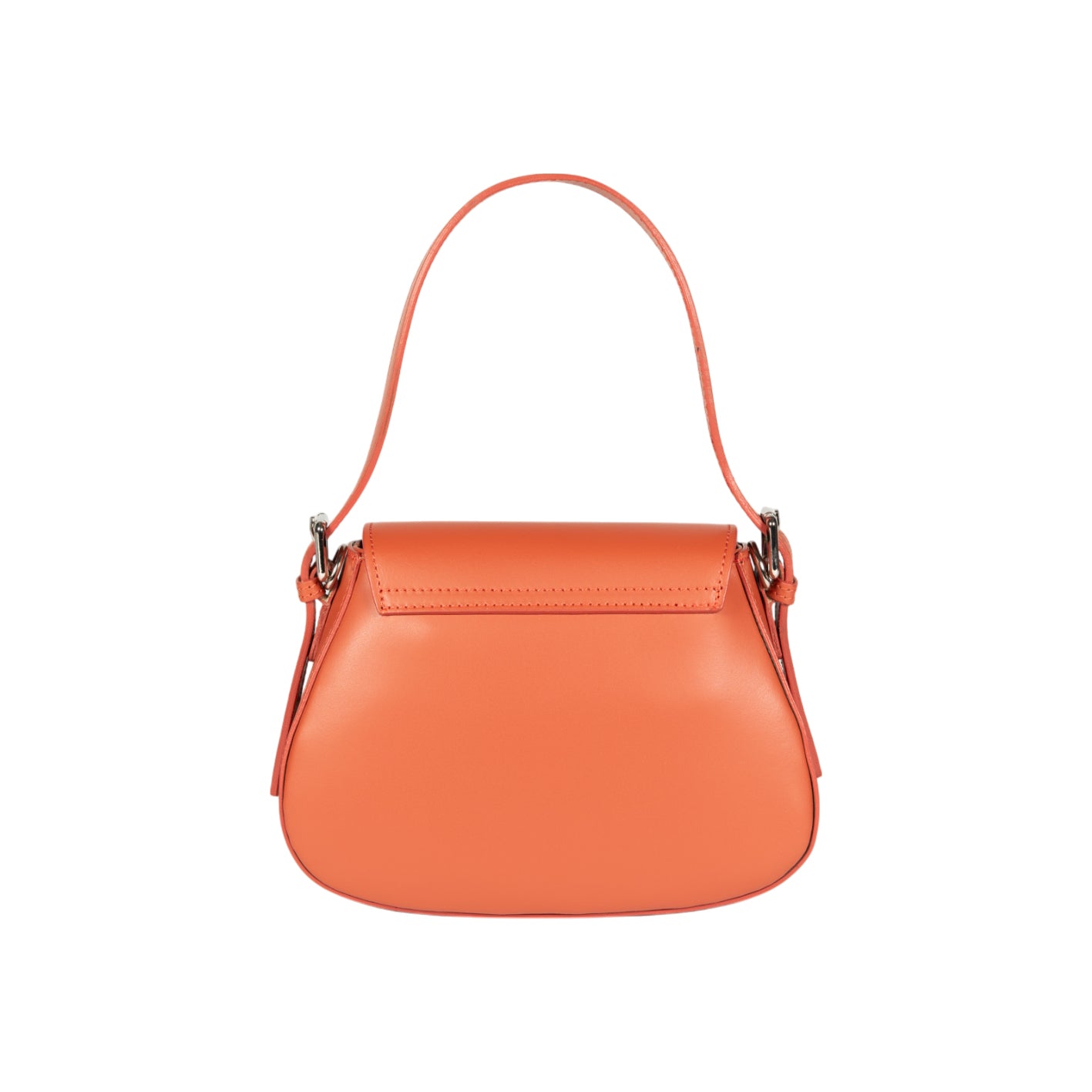 RB1030AM | Borsa Donna a Spalla EMMA con pattina in Vera Pelle Made in Italy. Accessori in metallo Argento Lucido - Colore Paprika - Dimensioni: cm 24 x 18 x 9 + 14,5 (Luce manico)
