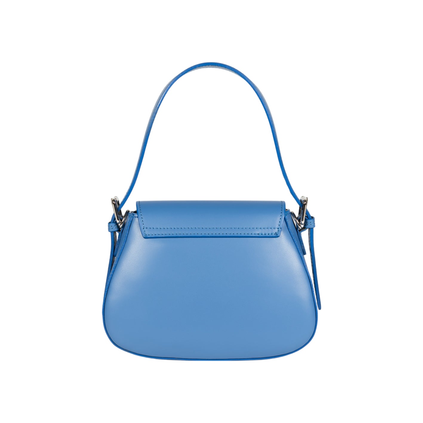 RB1030CP | Borsa Donna a Spalla EMMA con pattina in Vera Pelle Made in Italy. Accessori in metallo Argento Lucido - Colore Glicine - Dimensioni: cm 24 x 18 x 9 + 14,5 (Luce manico)