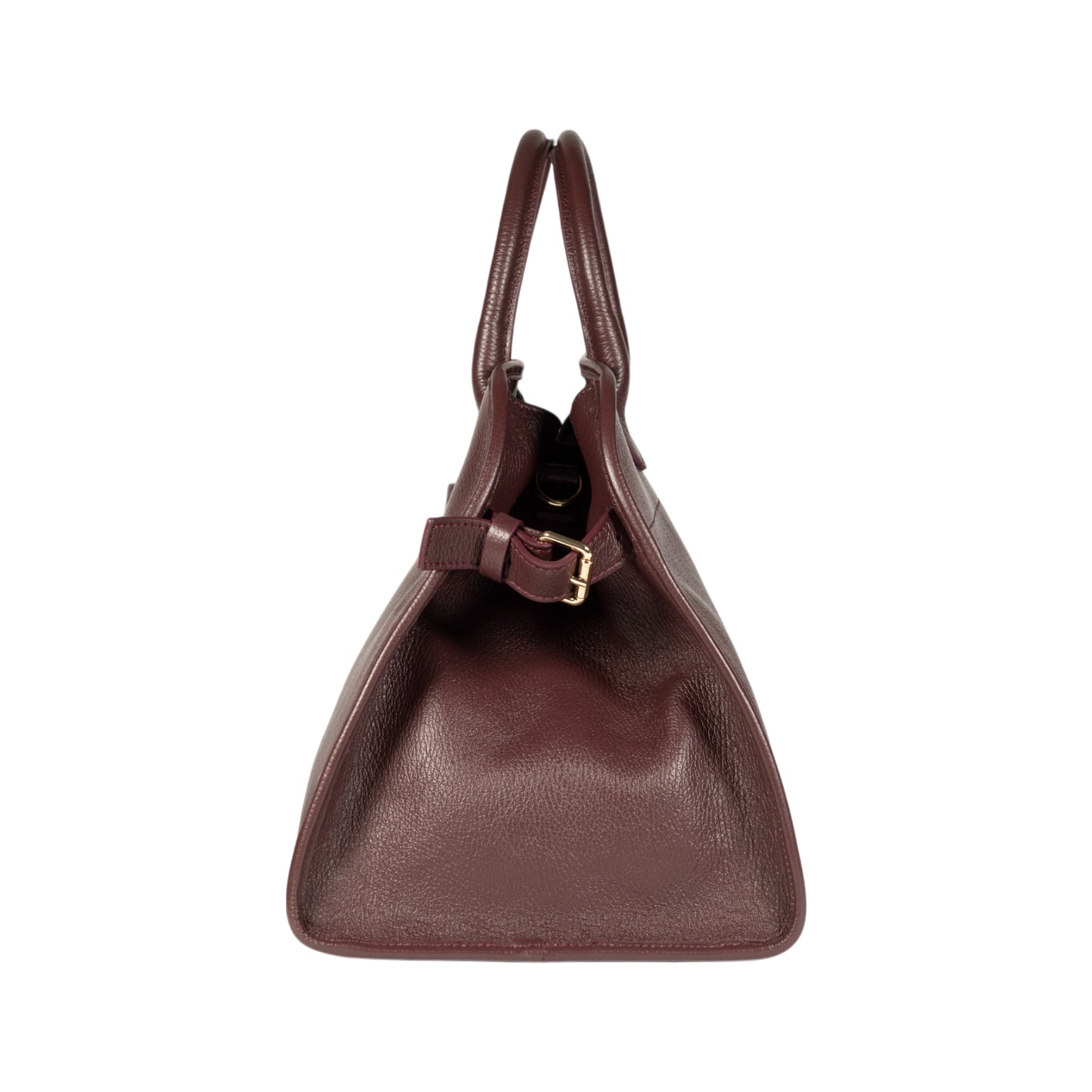 RB1032X | FRIDA Women's Handbag in Genuine Leather Made in Italy. Shiny Gold Metal Accessories - Burgundy Color - Dimensions: cm 43 x 29 x 24 + 12 (Handle Drop)