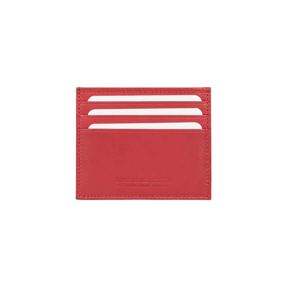 RB12016V | Porta Carte di Credito in Vera Pelle pieno fiore, con leggera grana. Colore Rosso. Protezione RFID. Dimensioni: cm 10 x 8 x 0,5. Confezione: Scatola regalo fondo/coperchio