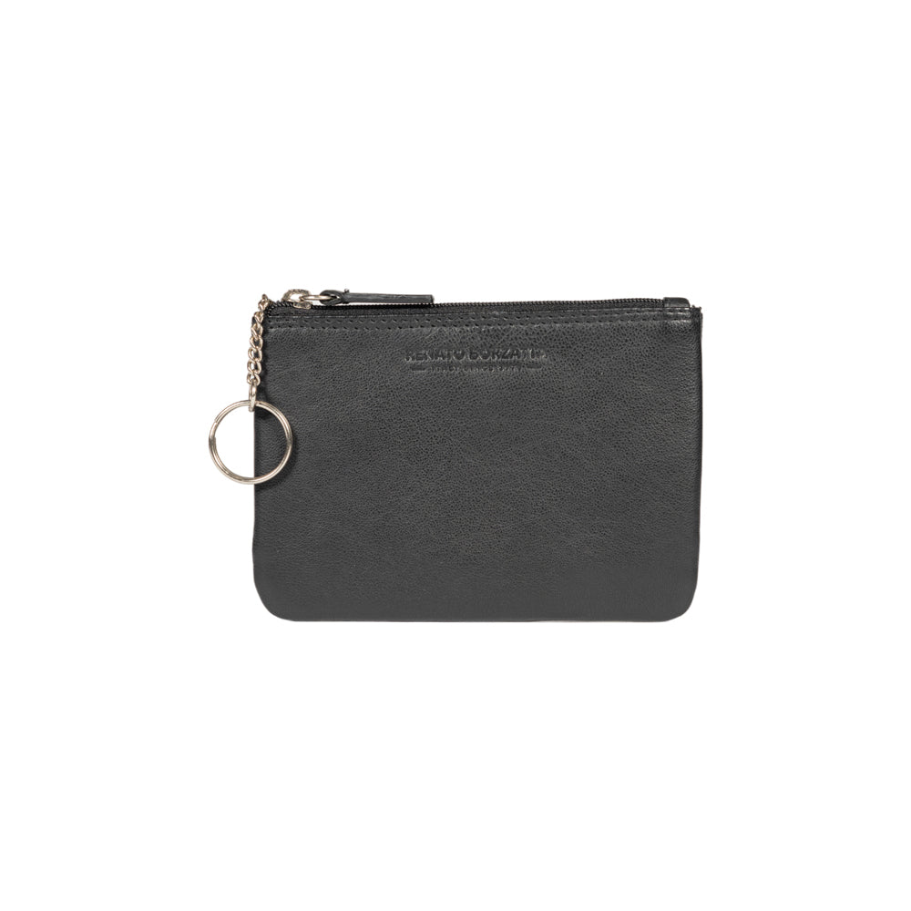 RB12032A | Bustina Portachiavi/Portamonete in Vera Pelle pieno fiore, con leggera grana. Colore Nero. Protezione RFID. Dimensioni: cm 13 x 9 x 0,5. Confezione: Scatola regalo fondo/coperchio