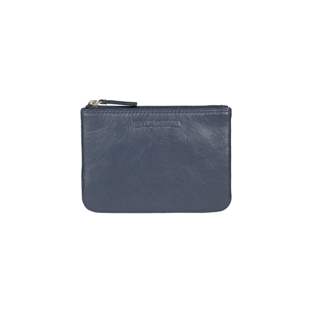 RB12032D | Bustina Portachiavi/Portamonete in Vera Pelle pieno fiore, con leggera grana. Colore Blu. Protezione RFID. Dimensioni: cm 13 x 9 x 0,5. Confezione: Scatola regalo fondo/coperchio