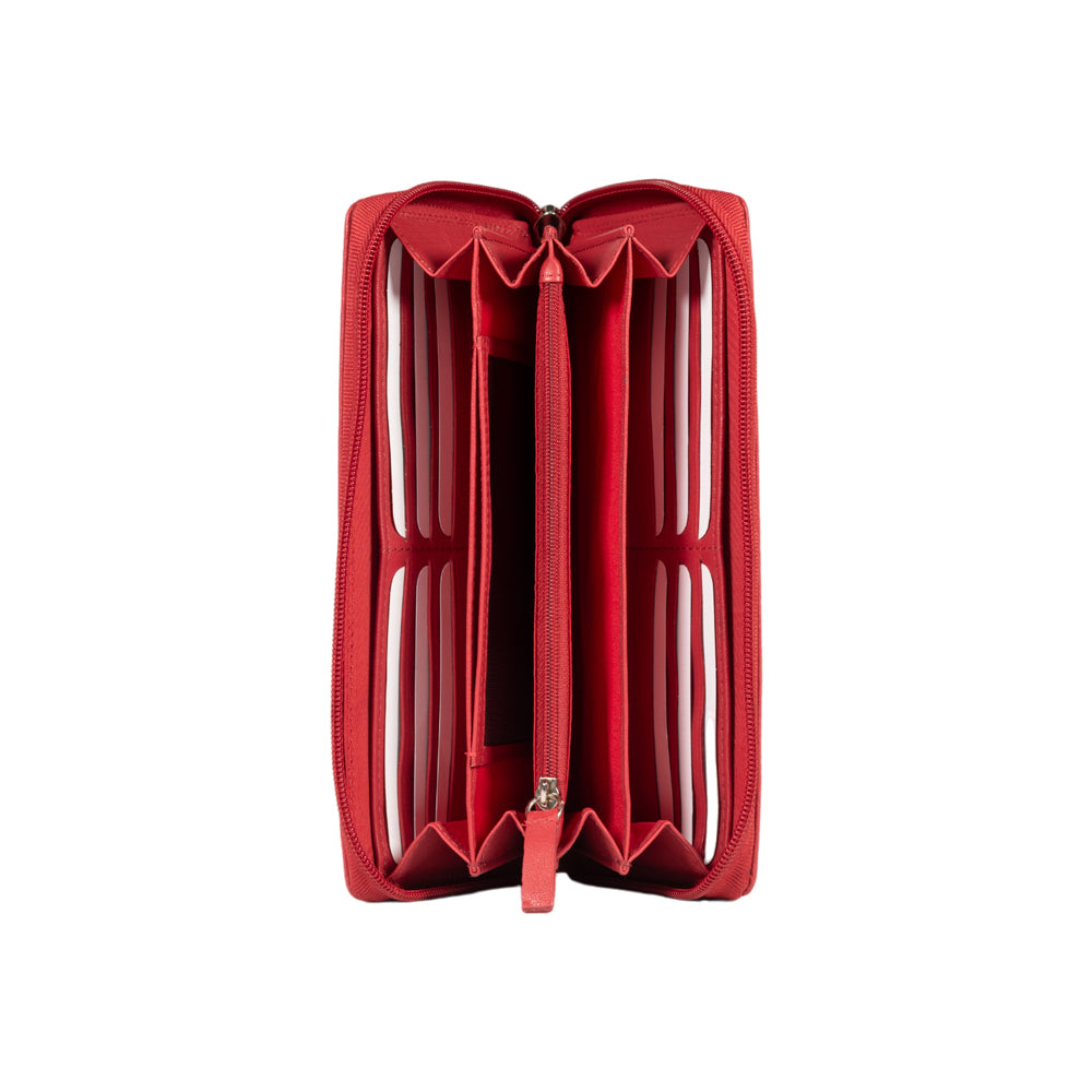 RB12080V | Portafogli Donna in Vera Pelle pieno fiore, con leggera grana. Colore Rosso. Protezione RFID. Dimensioni: cm 20 x 10 x 2,5. Confezione: Scatola regalo fondo/coperchio