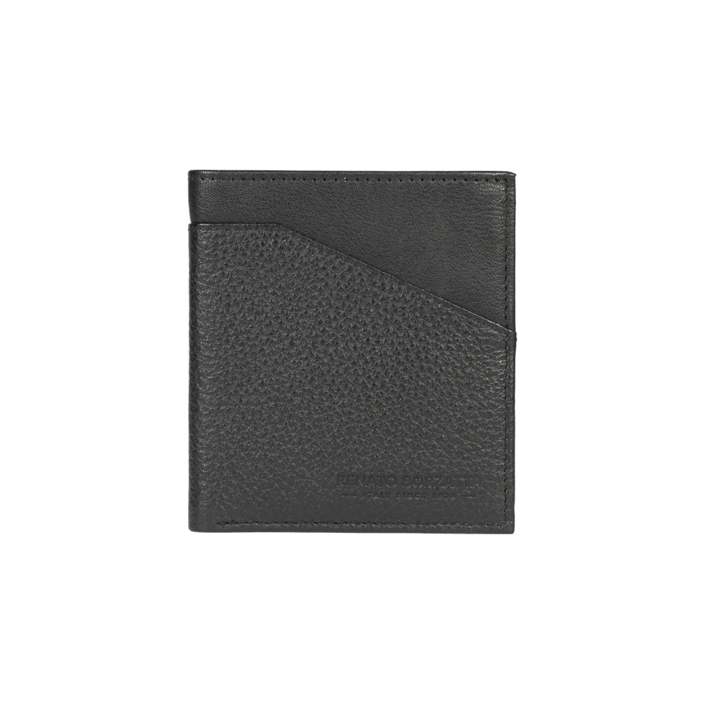 RB12113A | Portafogli Verticale in Vera Pelle pieno fiore, grana dollaro/leggera. Colore Nero. Protezione RFID. Dimensioni da chiuso: cm 9,5 x 10 x 1. Confezione: Scatola regalo fondo/coperchio