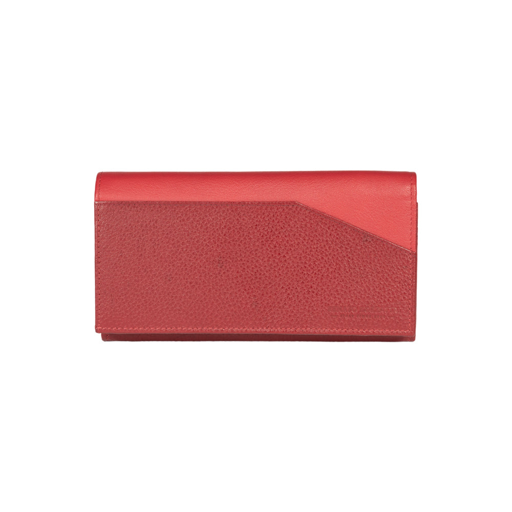 RB12129V | Portafogli Donna in Vera Pelle pieno fiore, grana dollaro/leggera. Colore Rosso. Protezione RFID. Dimensioni da chiuso: cm 18,5 x 10 x 3. Confezione: Scatola regalo fondo/coperchio