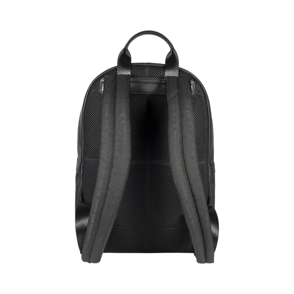 RB2001A | Zaino Porta Netbook/Tablet in Nylon/Vera Pelle, con leggera grana. Chiusura con lampo e spallacci regolabili - Colore Nero - Dimensioni: cm 27 x 38 x 14. Confezione: Sacchetto Tessuto non Tessuto