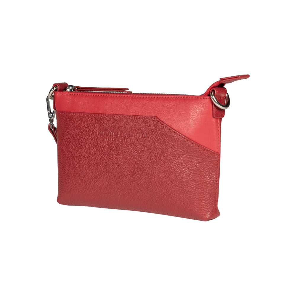 RB2003V | Borsa a Tracolla/Polso in Vera Pelle pieno fiore, grana dollaro/leggera. Tracolla e maniglia removibili. Colore Rosso. Dimensioni: cm 22 x 14 x 2,5. Confezione: Sacchetto in Tessuto non Tessuto