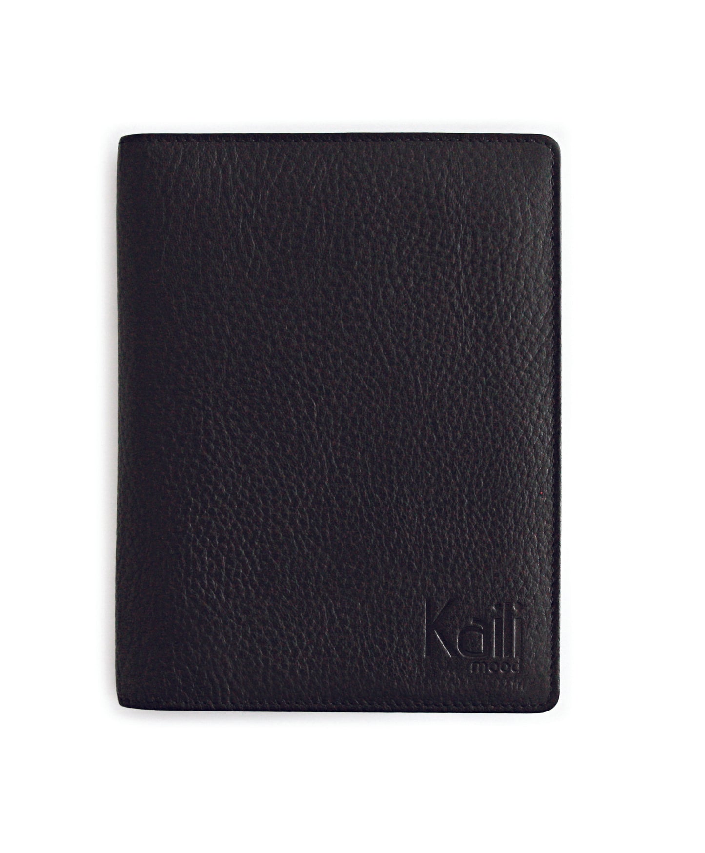 K0008AB | Porta Conto in Vera Pelle pieno fiore, grana dollaro. Mini slot interne e asola porta penna. Colore Nero. Dimensioni: cm 12 x 16 x 1. Confezione: Sacchetto Tnt