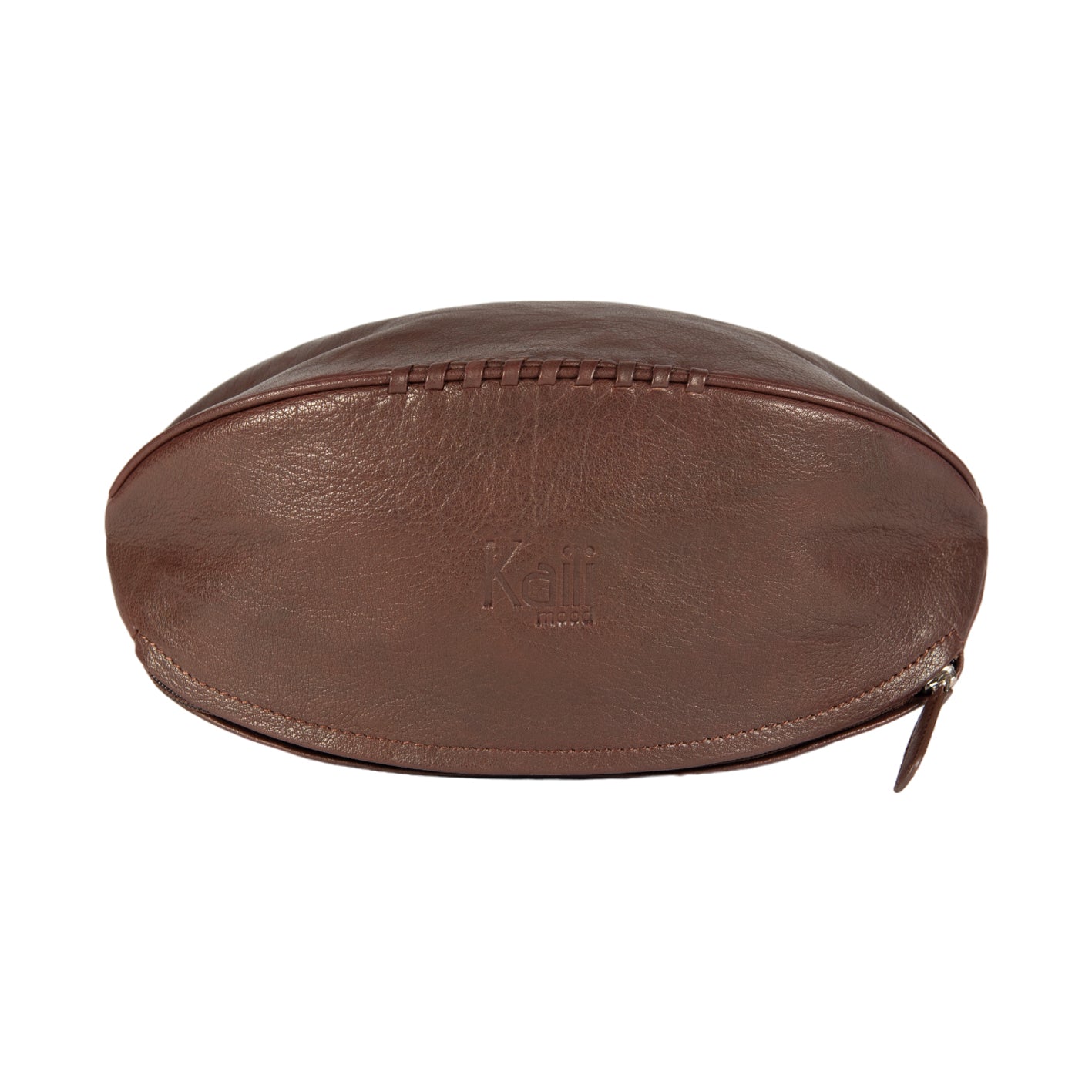 K0011BB | "Rugby Ball" Beauty Case in Genuine Leather - Colour: Dark Brown - Internal elastic to hold bottles - Zip closure - Dimensions: 35 x 14 x 14 cm - Packaging: TNT bag