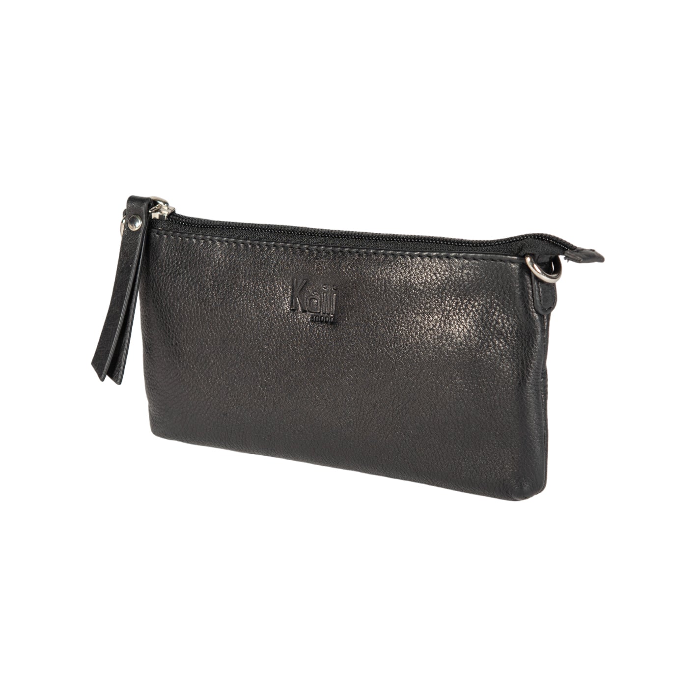 K0013AB | Women's shoulder bag in genuine full-grain leather, with light grain. Removable shoulder strap. Polished Nickel Accessories. Black colour. Dimensions: 20 x 10.5 x 2 cm. Packaging: TNT bag