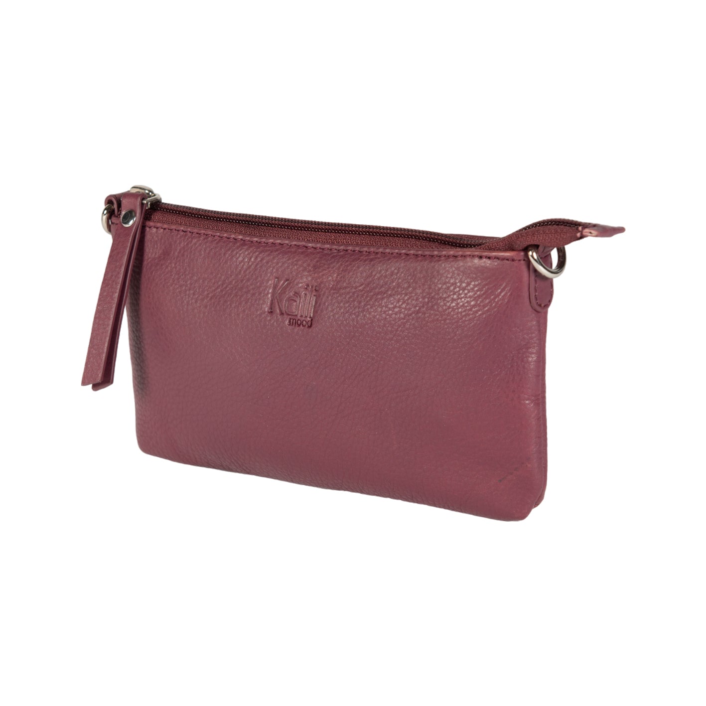 K0013NB | Women's shoulder bag in genuine full-grain leather, with light grain. Removable shoulder strap. Polished Nickel Accessories. Mauve color. Dimensions: 20 x 10.5 x 2 cm. Packaging: TNT bag