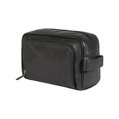 K0025AB | Beauty Case con maniglia laterale in Vera Pelle pieno fiore con leggera grana – Colore Nero. Chiusura con lampo, Dimensioni: cm 25 x 16 x 12. Confezione: Sacchetto Tnt