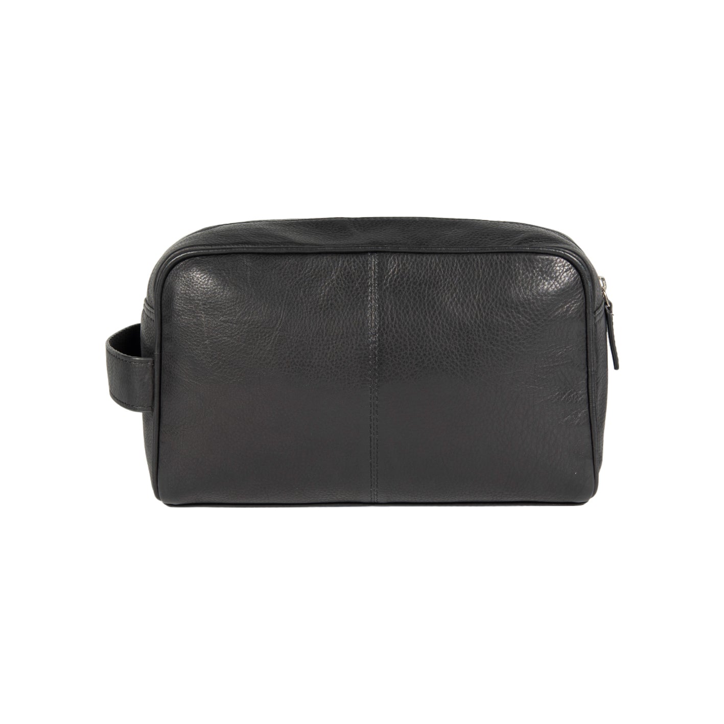 K0025AB | Beauty case with side handle in genuine full grain leather with light grain - Black colour. Zip closure, Dimensions: 25 x 16 x 12 cm. Packaging: TNT bag