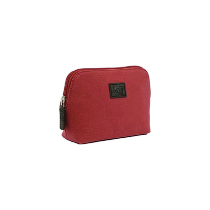 K0026XB | Women's Clutch Bag in Canvas/Genuine Volanata Full Grain Leather - Bordeaux/Dark Brown Color. Zipper closure. Dimensions: 17 x 13 x 6.5 cm - Packaging: TNT bag