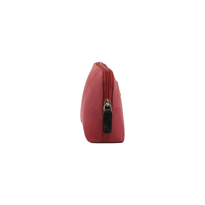 K0026XB | Women's Clutch Bag in Canvas/Genuine Volanata Full Grain Leather - Bordeaux/Dark Brown Color. Zipper closure. Dimensions: 17 x 13 x 6.5 cm - Packaging: TNT bag