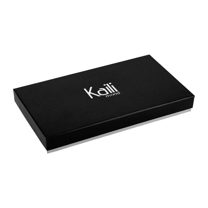 K0030AB | Glasses case in genuine full grain leather, dollar grain - Black color - Dimensions: 8.5 x 16.5 x 0.5 cm - Packaging: TNT bag