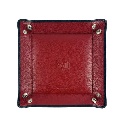 K0035AVB | Vuotatasche Bicolore in Vera Pelle pieno fiore, grana dollaro - Colore Nero/Rosso. Chiusura con bottoni automatici. Dimensioni: cm 14 x 14 x 3 - Confezione: Sacchetto Tnt