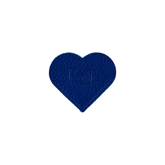 K0038DB | Heart bookmark Made in Italy in genuine full grain leather, dollar grain - Blue color - Dimensions: 6 x 5.5 x 0.5 cm - Packaging: Rigid bottom/lid gift box