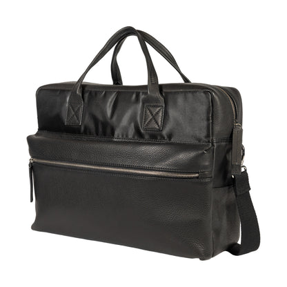 K0022AB | Messenger in Canvas/Genuine Leather, full grain, flywheel - Black colour. Antique Nickel accessories, Top zip closure. Dimensions: 35 x 26 x 10 cm. Packaging: TNT bag