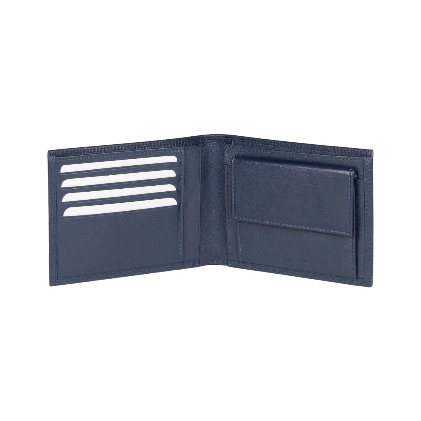 K10203DB | Men's wallet in genuine full grain leather, with light grain. Blue colour. Coin pocket. Dimensions when closed: 12.5 x 9.3 x 1 cm. Packaging: Rigid bottom/lid gift box