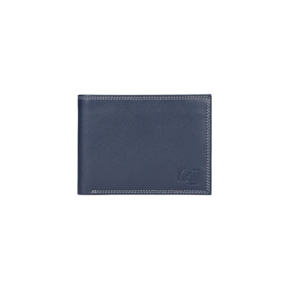 K10203DB | Men's wallet in genuine full grain leather, with light grain. Blue colour. Coin pocket. Dimensions when closed: 12.5 x 9.3 x 1 cm. Packaging: Rigid bottom/lid gift box