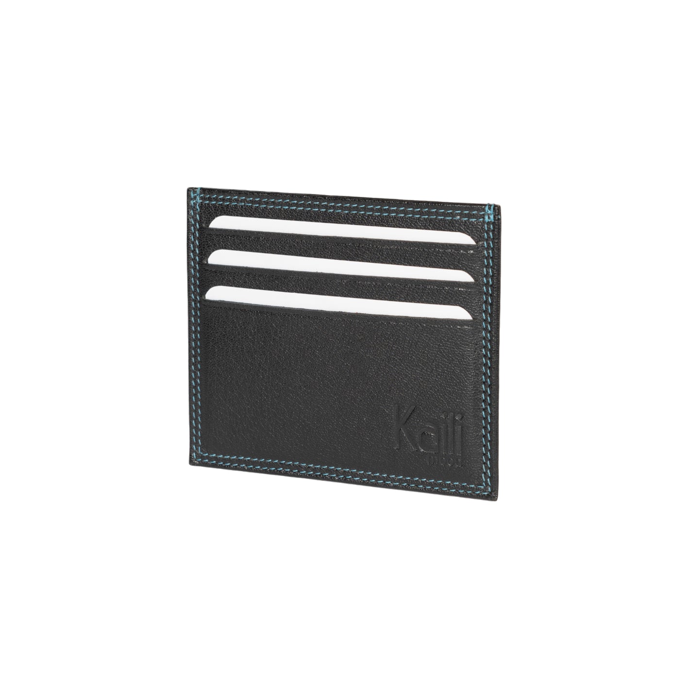 K10216AB | Credit Card Holder in Genuine Full Grain Leather, with light grain. Black colour. Large central pocket. Dimensions: 9.8 x 8 x 0.5 cm. Packaging: Rigid bottom/lid gift box