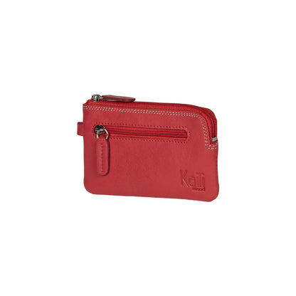 K10218VB | Keyring/Coin Purse in Genuine Leather Col.Red. Zipper Accessories Polished nickel. Dimensions: 12 x 7 x 0.5 cm. Packaging: Rigid bottom/lid gift box