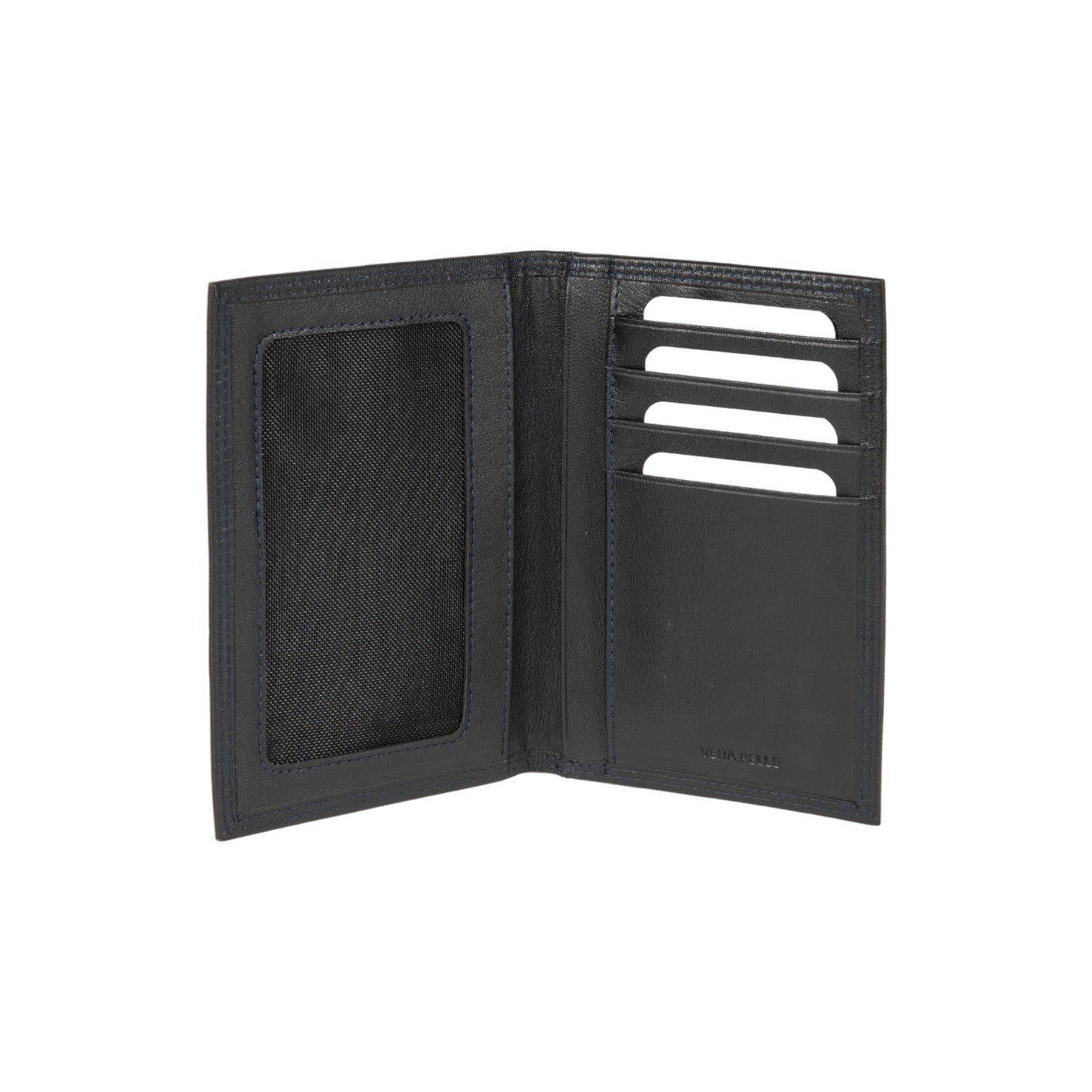 K10222AB | Porta Documenti + Passaporto in Vera Pelle pieno fiore, con leggera grana. Colore Nero. Dimensioni da chiuso: cm 10 x 14 x 1 - Confezione: Gift Box rigido fondo/coperchio