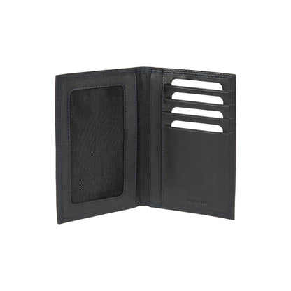 K10222AB | Document + Passport Holder in Genuine Full Grain Leather, with light grain. Black colour. Dimensions when closed: 10 x 14 x 1 cm - Packaging: Rigid bottom/lid gift box