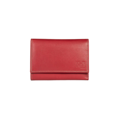 K10233VB | Women's wallet in genuine full-grain leather, with light grain. Red. Dimensions when closed: 14 x 10.5 x 2.5 cm. Packaging: Rigid bottom/lid gift box