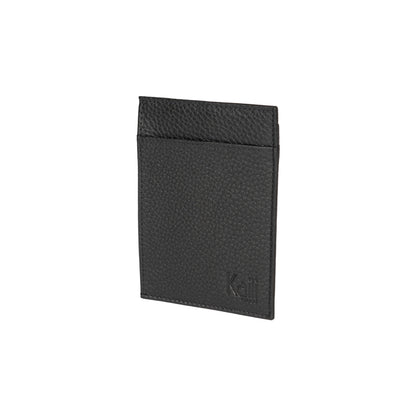 K10307AB | Document/Card Holder RFID Protection in Genuine Full Grain Leather, dollar grain. Black colour. Dimensions: 12 x 9 x 0.5 cm. Packaging: Rigid bottom/lid gift box