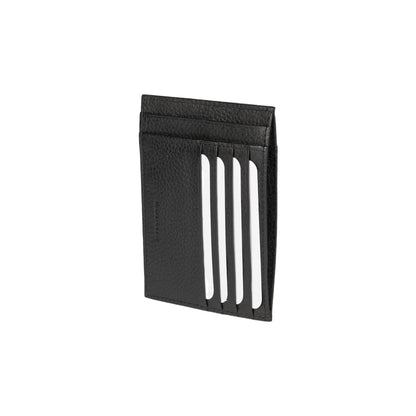 K10307AB | Document/Card Holder RFID Protection in Genuine Full Grain Leather, dollar grain. Black colour. Dimensions: 12 x 9 x 0.5 cm. Packaging: Rigid bottom/lid gift box