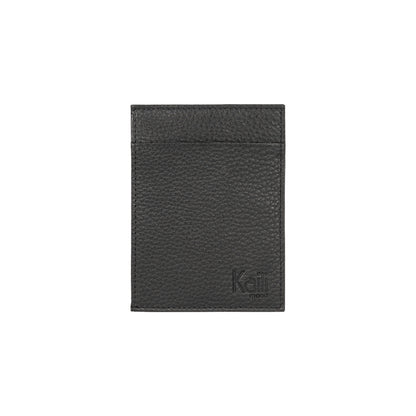 K10307AB | Document/Card Holder RFID Protection in Genuine Full Grain Leather, dollar grain. Black colour. Dimensions: 12 x 9 x 0.5 cm. Packaging: Rigid bottom/lid gift box