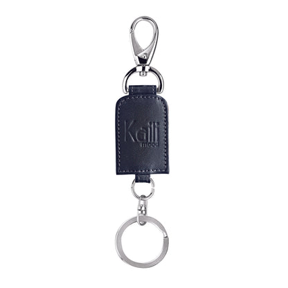 K10542FB | Genuine smooth full grain leather key ring. Color: Grey. Accessories Polished nickel. Total dimensions: 3 x 16 x 0.5 cm. Packaging: Rigid bottom/lid gift box