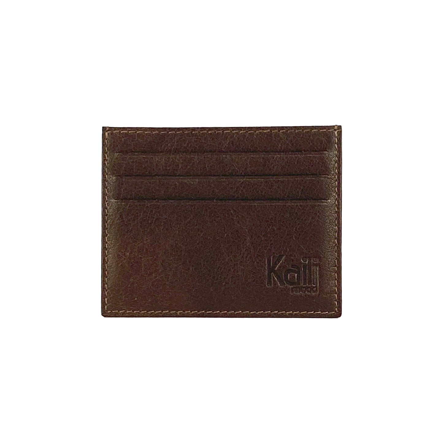 K10616BB | Credit Card Holder in genuine full grain leather, milled. Color dark brown. Large central pocket. Dimensions: 9.8 x 8 x 0.5 cm. Packaging: Rigid bottom/lid gift box