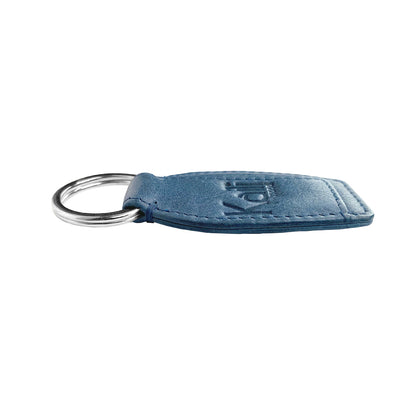 K10753PB | Key ring in genuine full grain leather, with light grain. Aviation color. Polished Nickel Ring. Total dimensions: 3.5 x 9 x 0.5 cm. Packaging: Rigid bottom/lid gift box