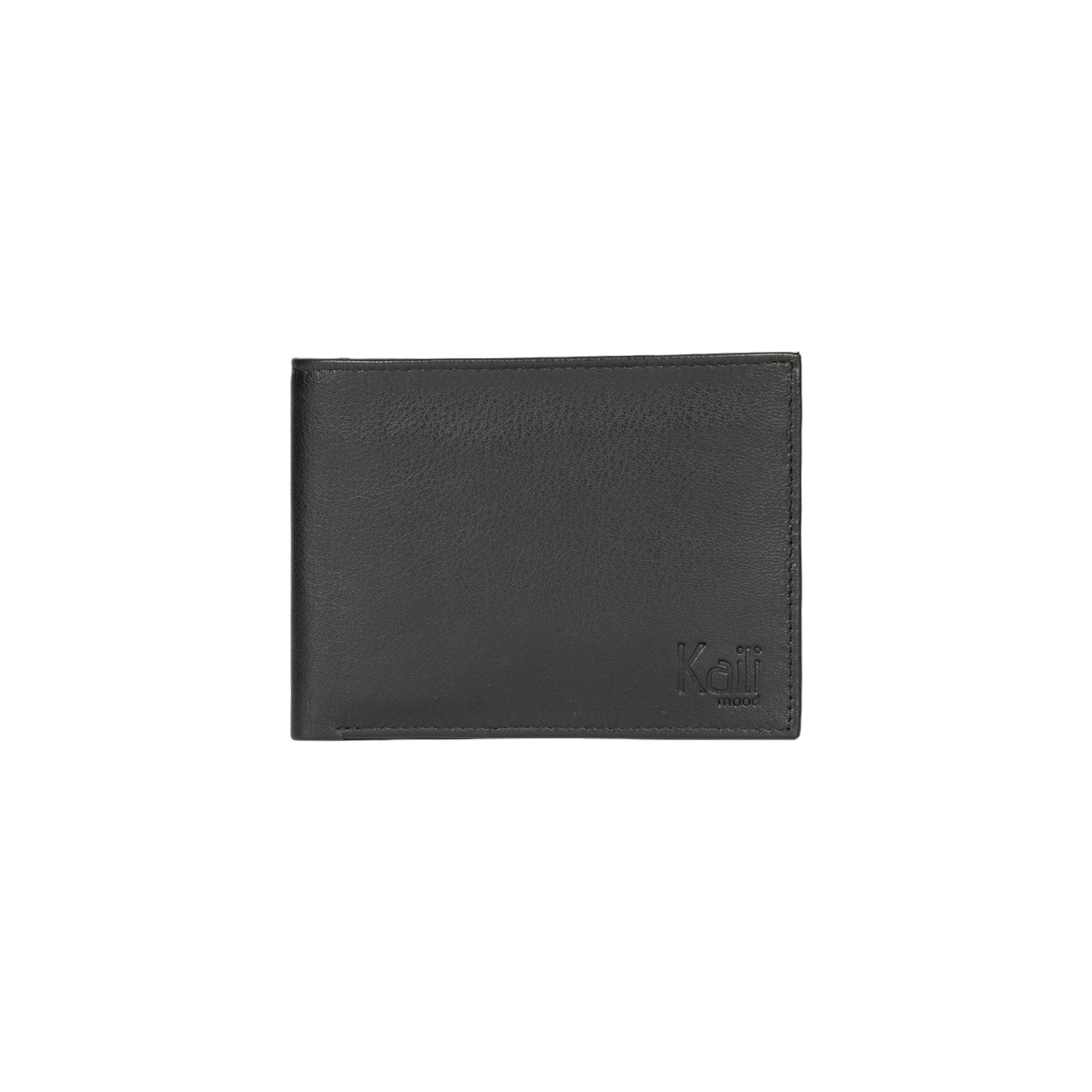 K11403AB | Men's wallet in genuine full grain leather, with light grain. Black colour. Coin pocket. Dimensions when closed: 12.5 x 9.3 x 1 cm. Packaging: Rigid bottom/lid gift box